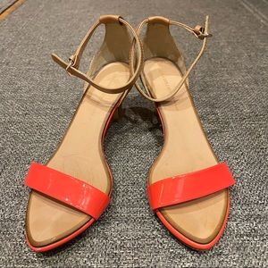 Zara Collection Women’s Neon Orange Ankle Strap Sandals, size 7